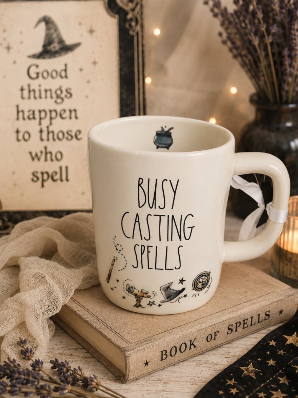 NWT Rae Dunn x Harry Potter BUSY CASTING SPELLS Ceramic Mug